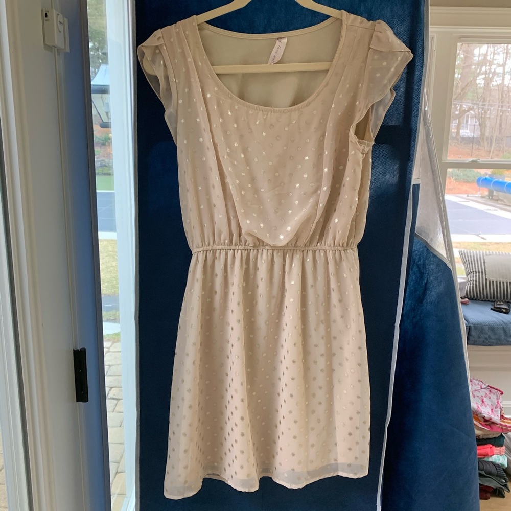 Beige and Gold dot dress